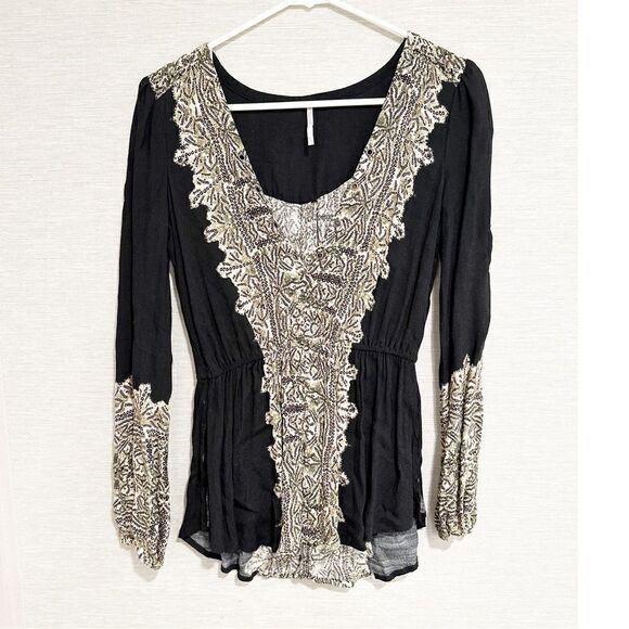 Free people wildest moments top Olive green/black - Picture 3 of 4